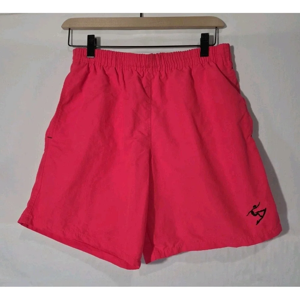Uzzi Swim Trunks Men Medium Neon Pink Vintage Nylon Board Shorts USA Made Surfer